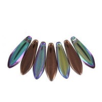 Czech Glass Daggers Perlen 5x16mm Crystal copper rainbow 00030-98533